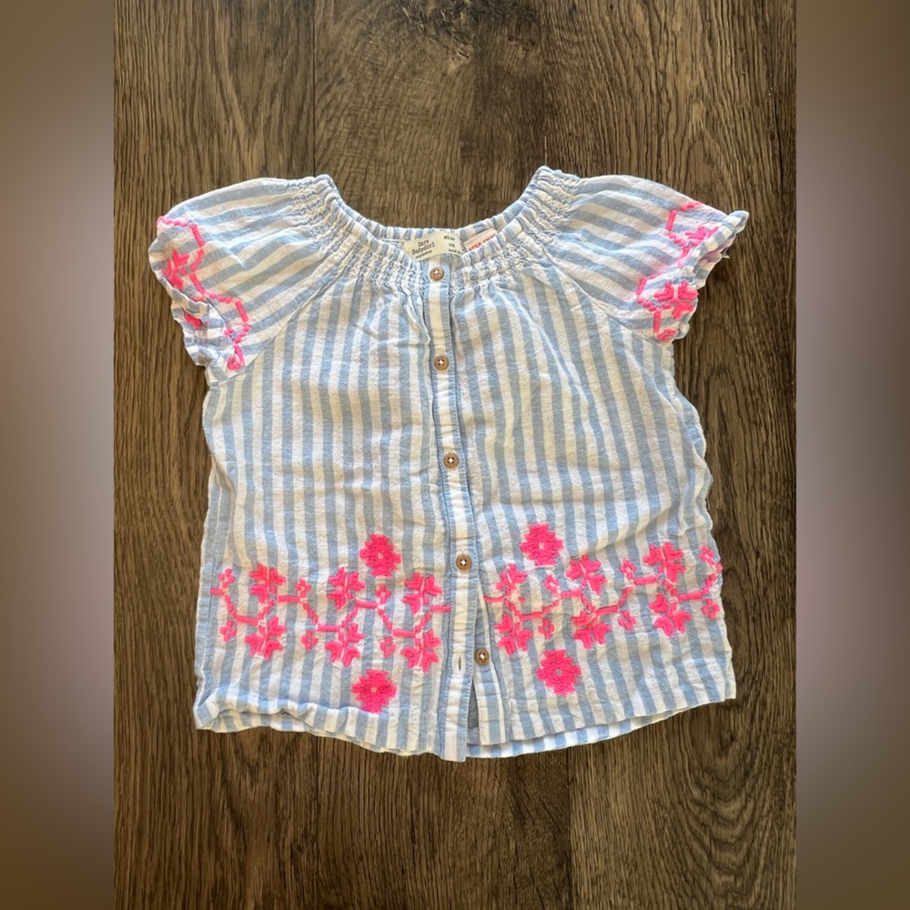 Zara Striped Button Down T-Shirt - Size 3/4